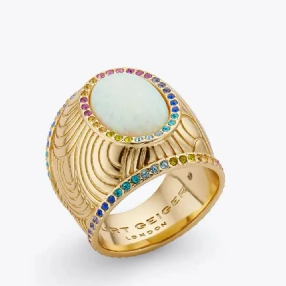 Kurt Geiger Southbank Opal Multicolor Stone Size 7 Ring BNIB